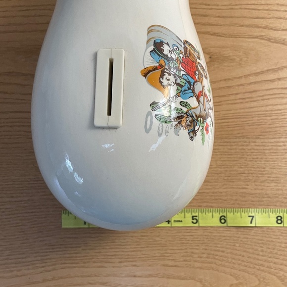 Vintage Rob Roy Piggy Bank Western Covered Wagon Decoration Blue Eyes 10.5” Rare - Picture 10 of 10